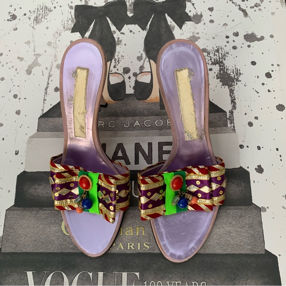 Christian Lacroix Purple and Green Heels